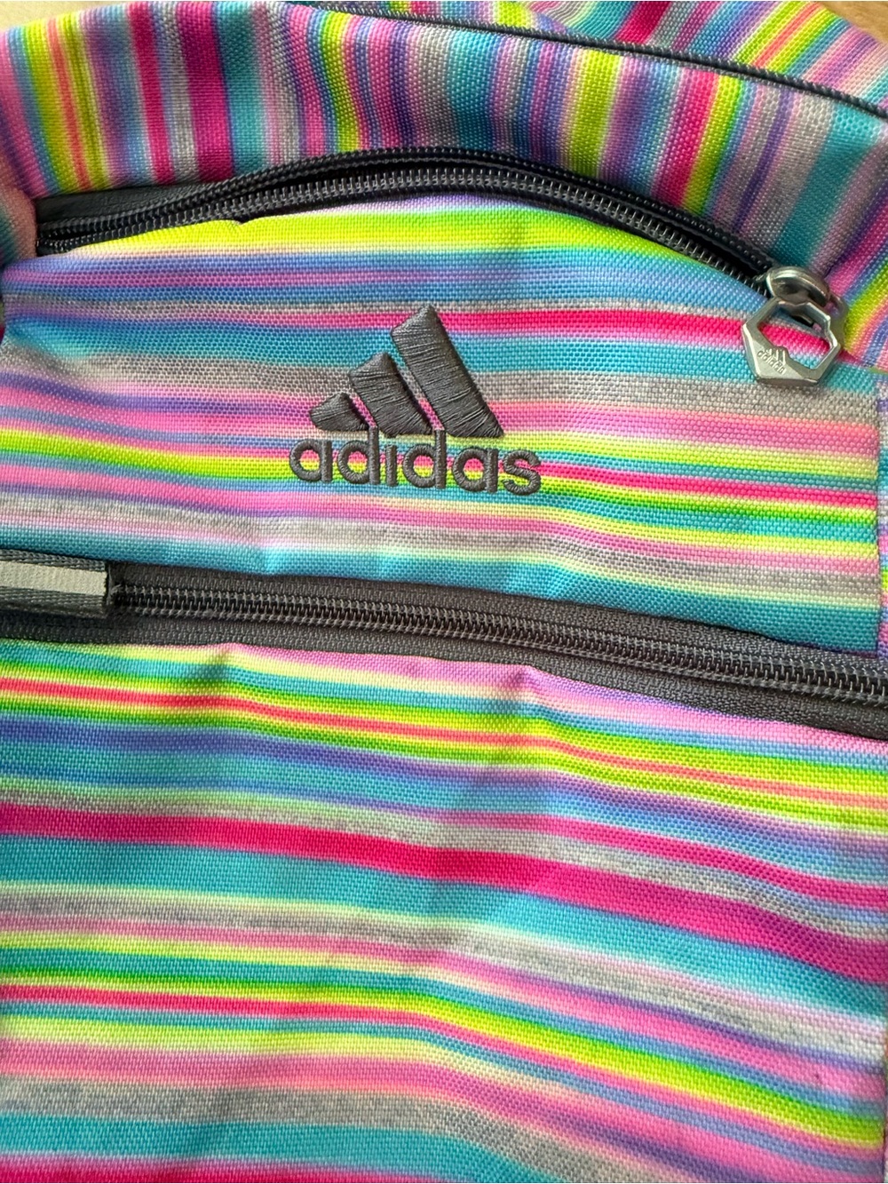 Adidas Multicolor Striped Backpack Gray Bookbag School Travel Laptop Gym 22” - Picture 9 of 10
